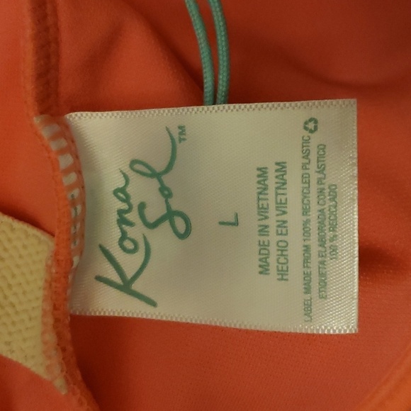 Kona Sol Peach V-neck High Leg Swimsuit Size L NWOT - Picture 3 of 8